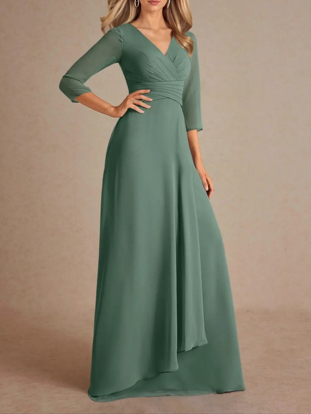 New Azazie Mayfield Eucalyptus color Maxi Dress